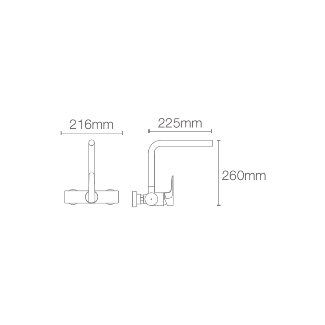 Kohler Wall Mounted Regular Kitchen Sink Mixer Aleo Plus K-20593IN-4-CP with Swinging Spout in Chrome Finish