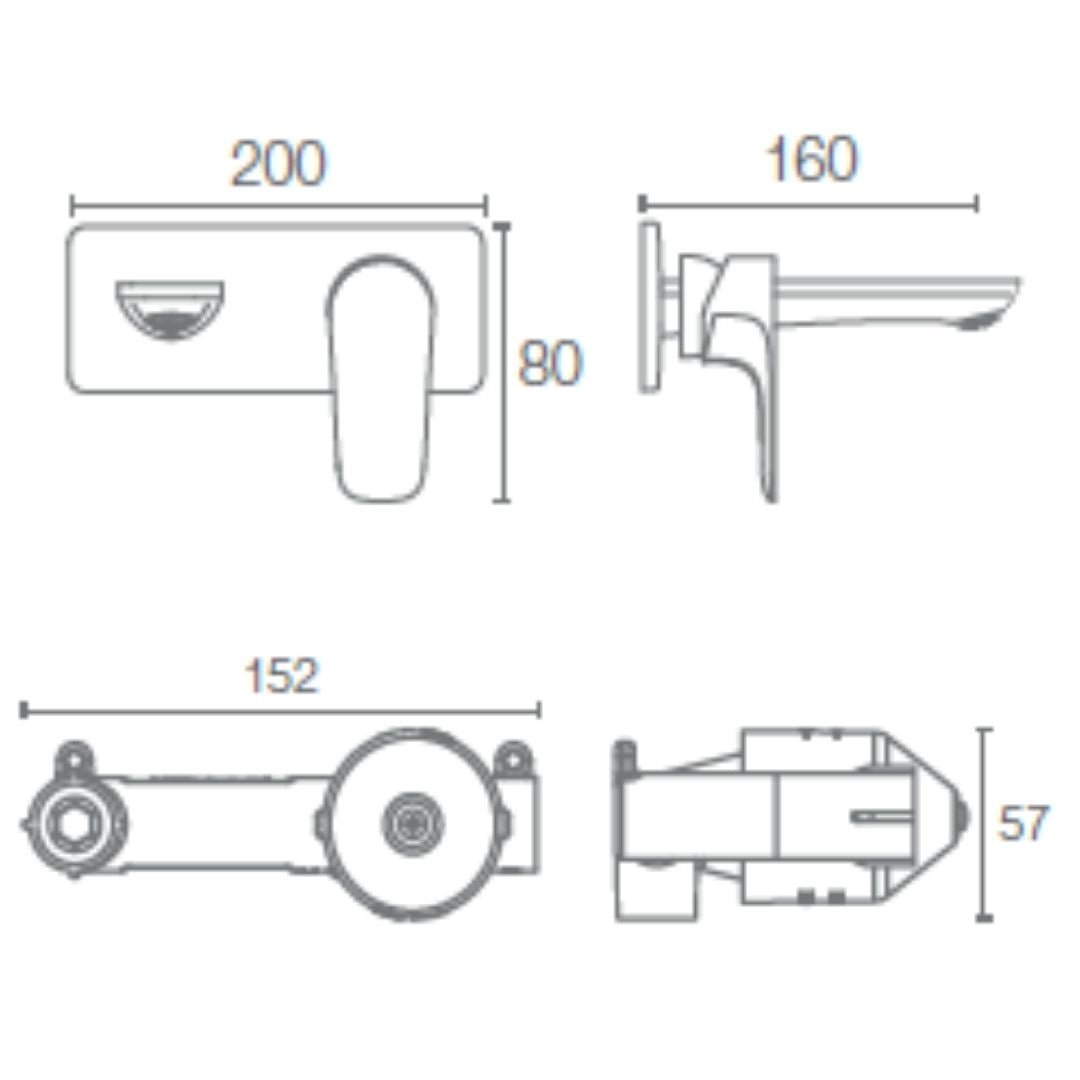Kohler Wall Mounted Basin Mixer Aleo K-21969IN-4ND-RGD - Rose Gold