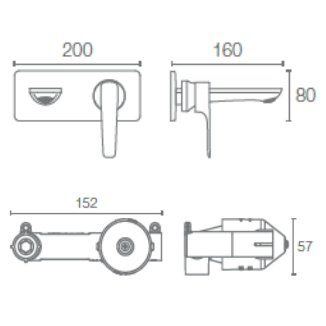 Kohler Wall Mounted Basin Mixer Aleo Plus K-21970IN-4ND-BV - Brushed Bronze