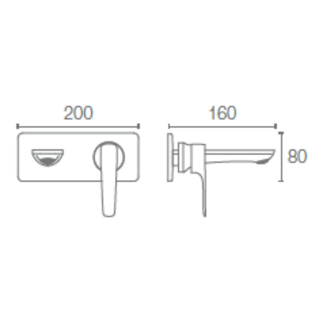 Kohler Wall Mounted Basin Mixer Aleo Plus K-5684IN-4ND-AF - French Gold