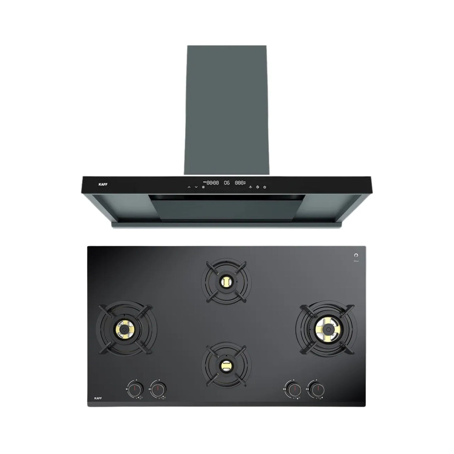 Kaff 90 cm Wall Mounted Chimney MISSONI 90 - BLDC + Kaff 90 cm 4 Burner Hob Ashford Series ASF 94V