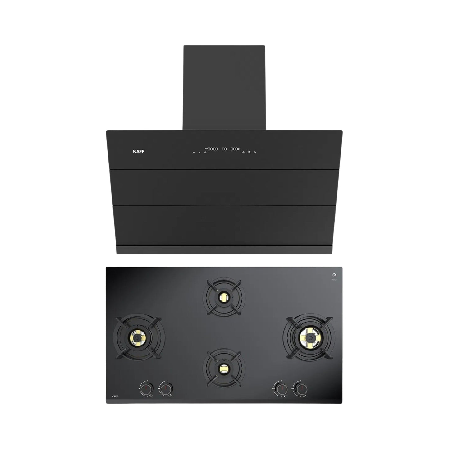 Kaff 90 cm Wall Mounted Chimney ALBURY SUPER 90 DC BLDC + Kaff 90 cm 4 Burner Hob Ashford Series ASF 94V