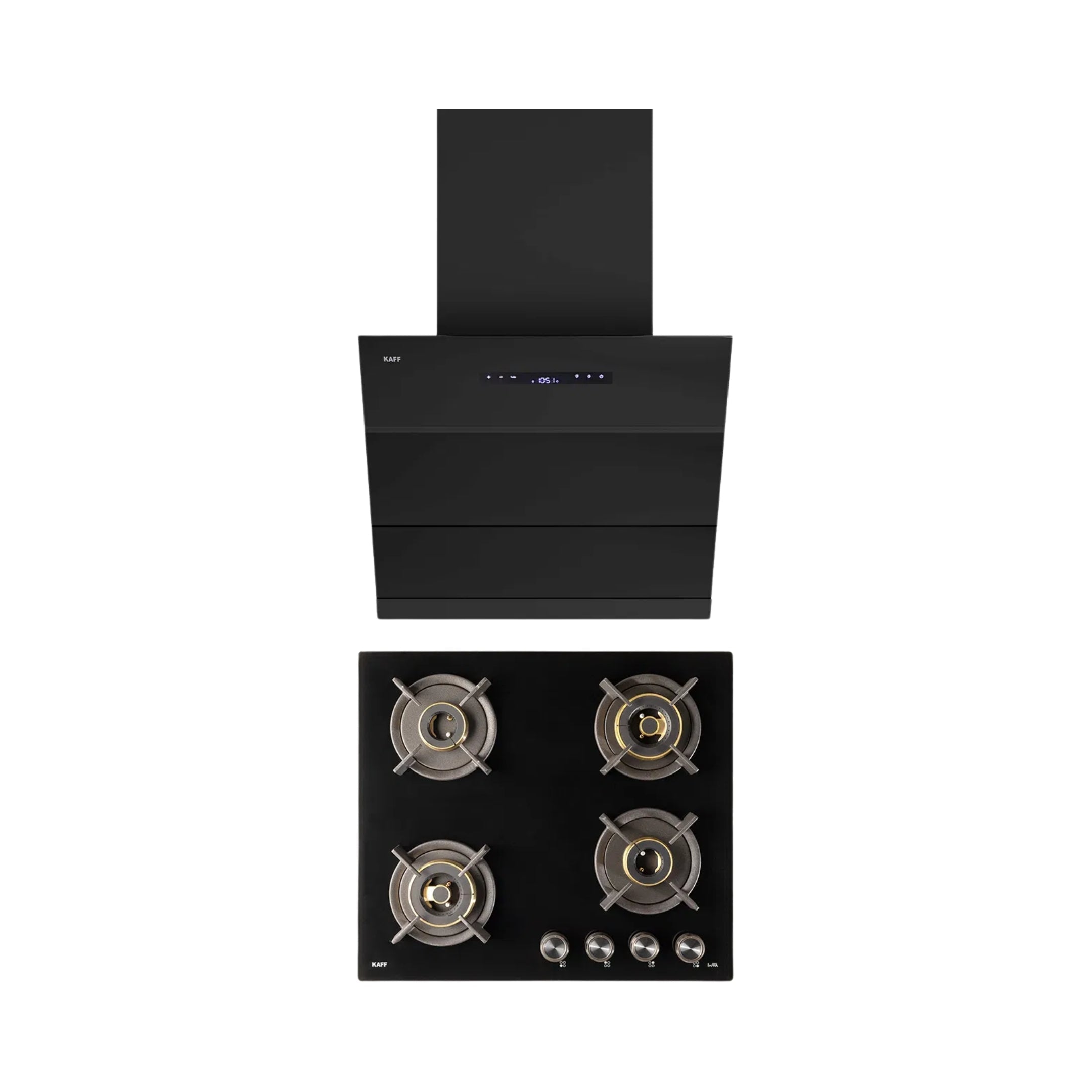 Kaff 60 cm Wall Mounted Chimney LYNN 60 DC BLDC + Kaff 60 cm 4 Burner Hob Infra INF 604