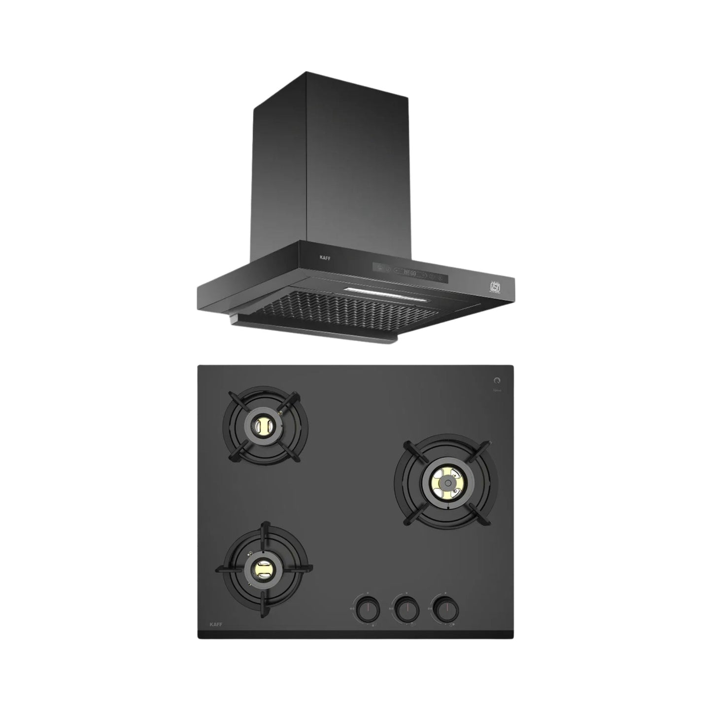 Kaff 60 cm Wall Mounted Chimney ASHPRO 60 DC - BLDC + Kaff 60 cm 3 Burner Hob Ashford ASF 603