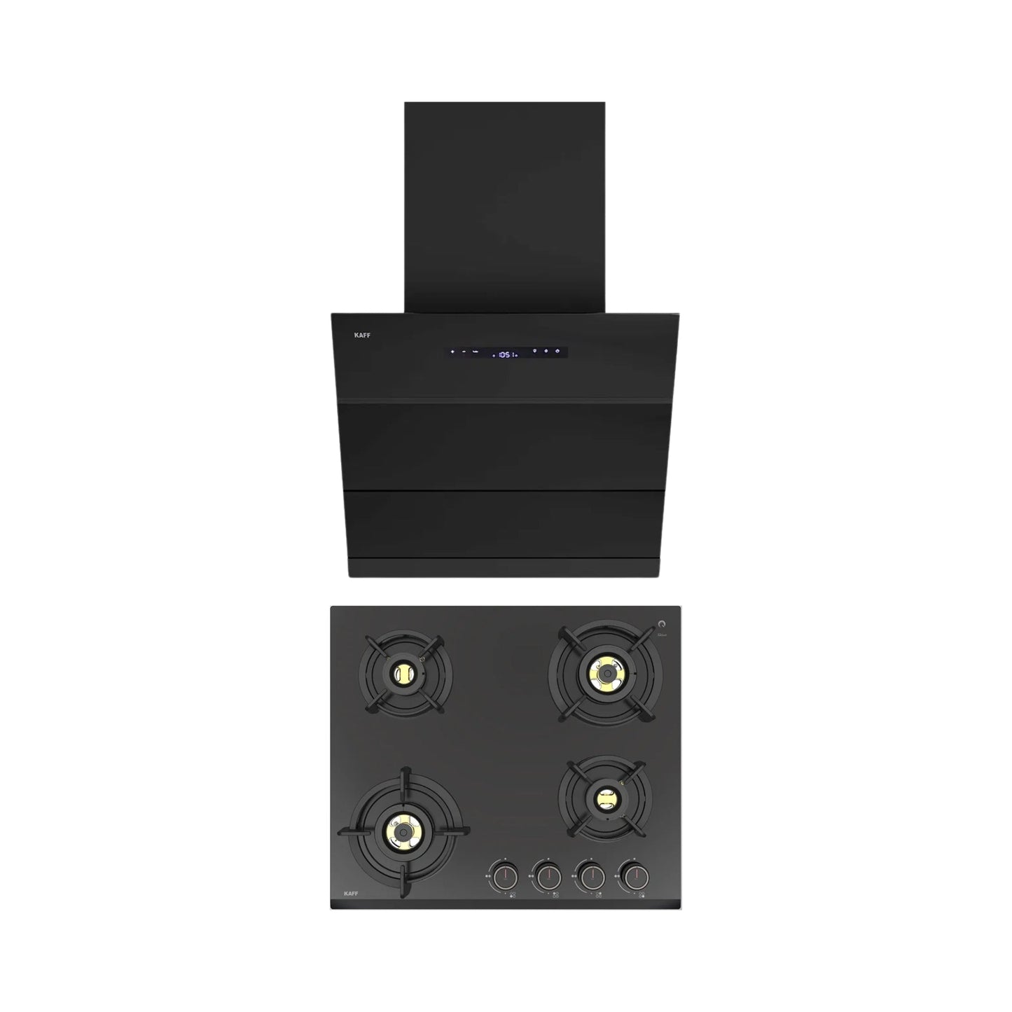 Kaff 60 cm Wall Mounted Chimney LYNN 60 DC BLDC + Kaff 60 cm 4 Burner Hob Ashford ASF 604