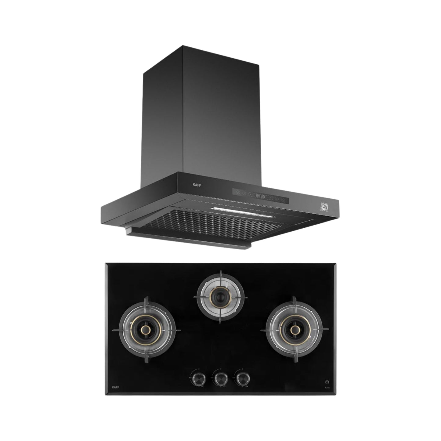 Kaff 75 cm Wall Mounted Chimney ASHPRO 75 DC - BLDC + Kaff 78 cm 3 Burner Hob Alton ALN 783