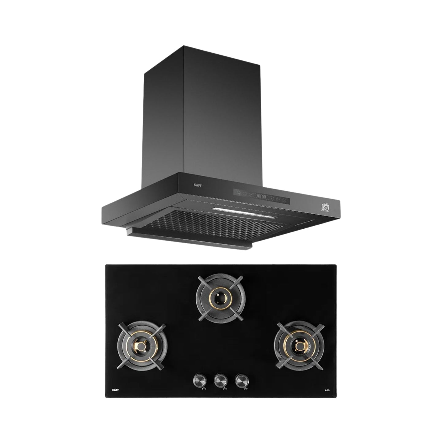 Kaff 75 cm Wall Mounted Chimney ASHPRO 75 DC - BLDC + Kaff 78 cm 3 Burner Hob Infra INF 783