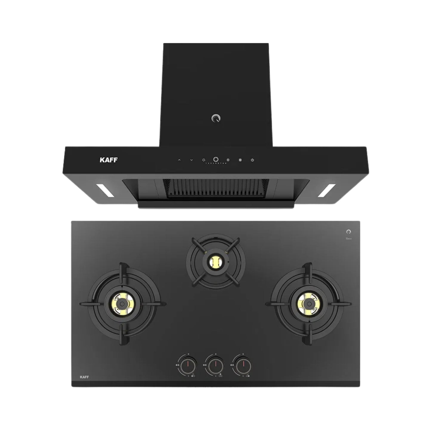 Kaff 75 cm Wall Mounted Chimney CASTO 75 - DC - BLDC + Kaff 78 cm 3 Burner Hob Ashford ASF 783