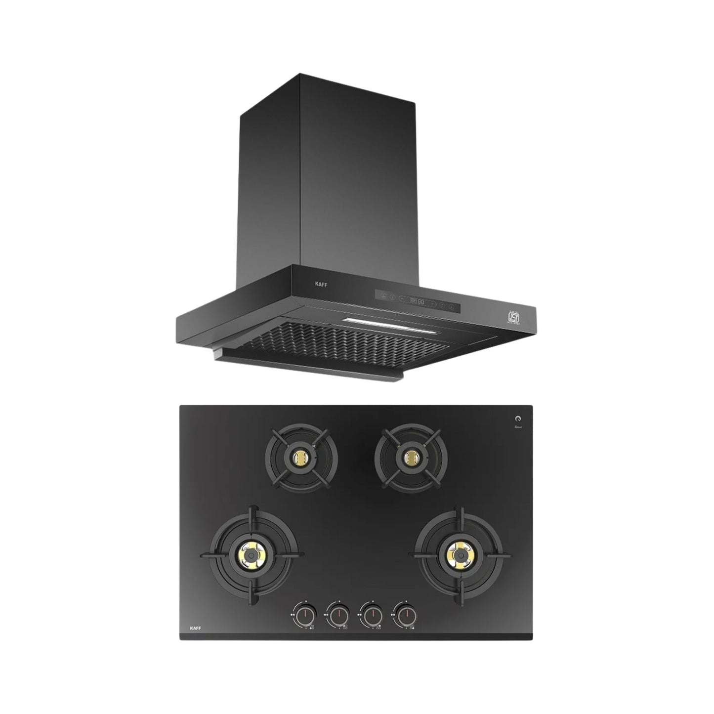 Kaff 75 cm Wall Mounted Chimney ASHPRO 75 DC - BLDC + Kaff 78 cm 4 Burner Hob Ashford ASF 784
