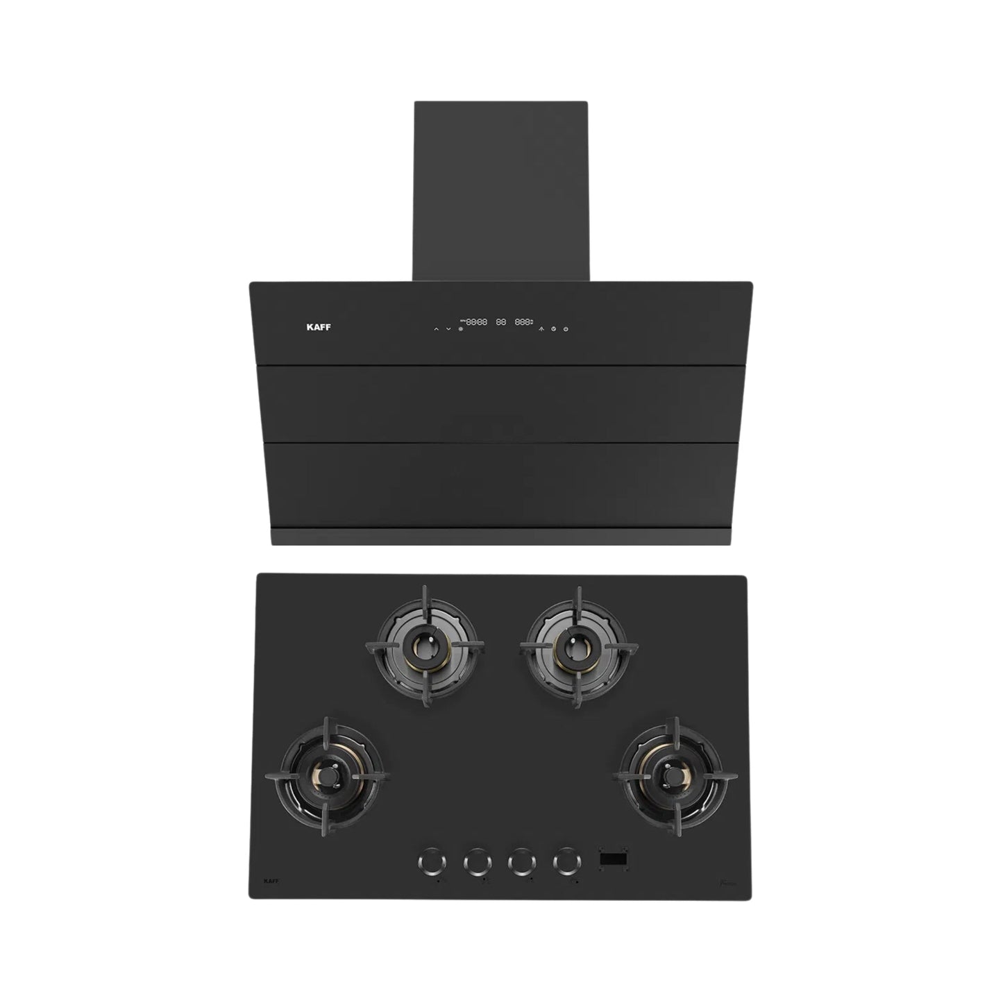 Kaff 90 cm Wall Mounted Chimney ALBURY SUPER 90 DC BLDC + Kaff 80 cm 4 Burner Hob Preston PRS 804