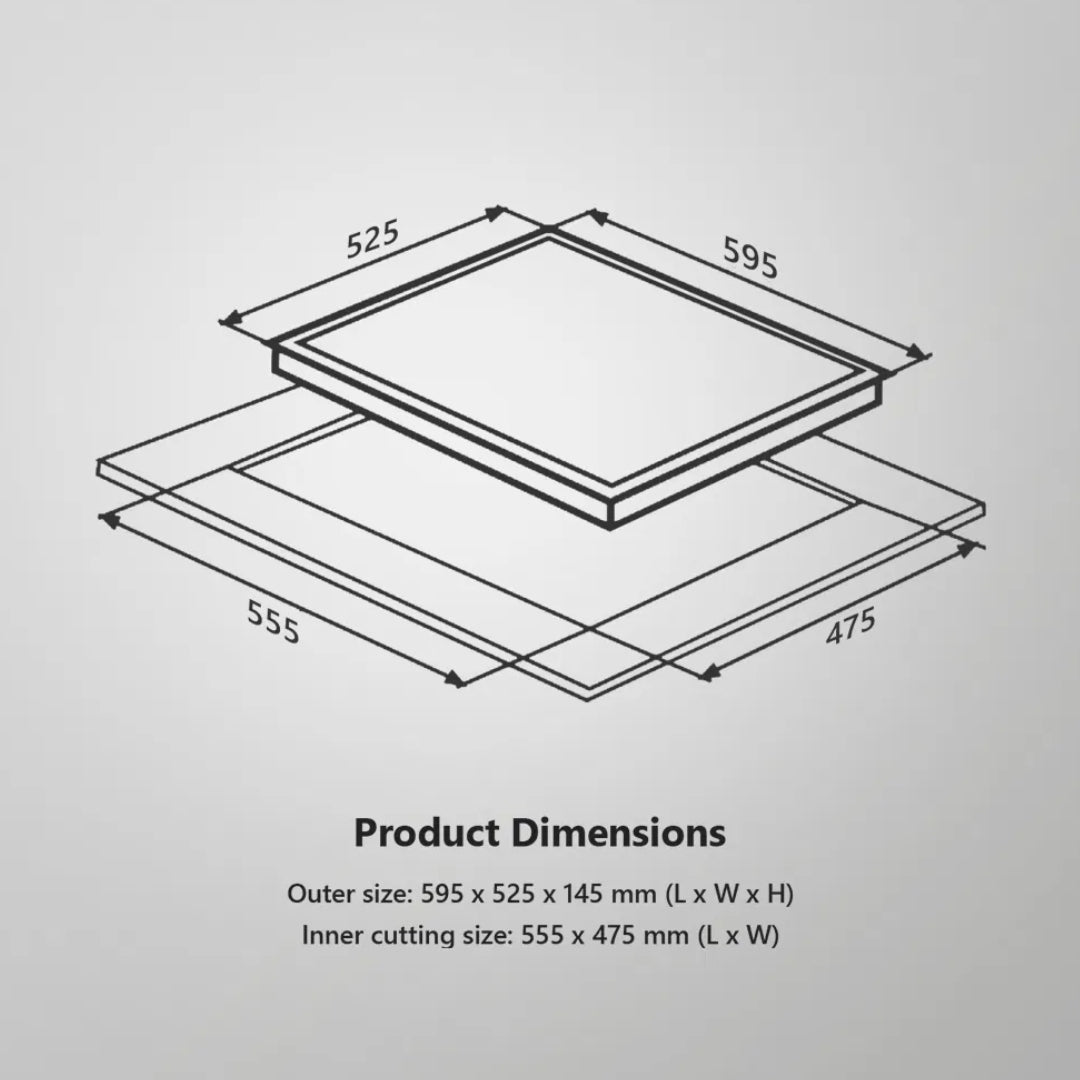 Kaff 60 cm Wall Mounted Chimney Filterless Series ASHPRO DHC 60 + Kaff 60 cm 3 Burner Hob Blaze Series BZ 603