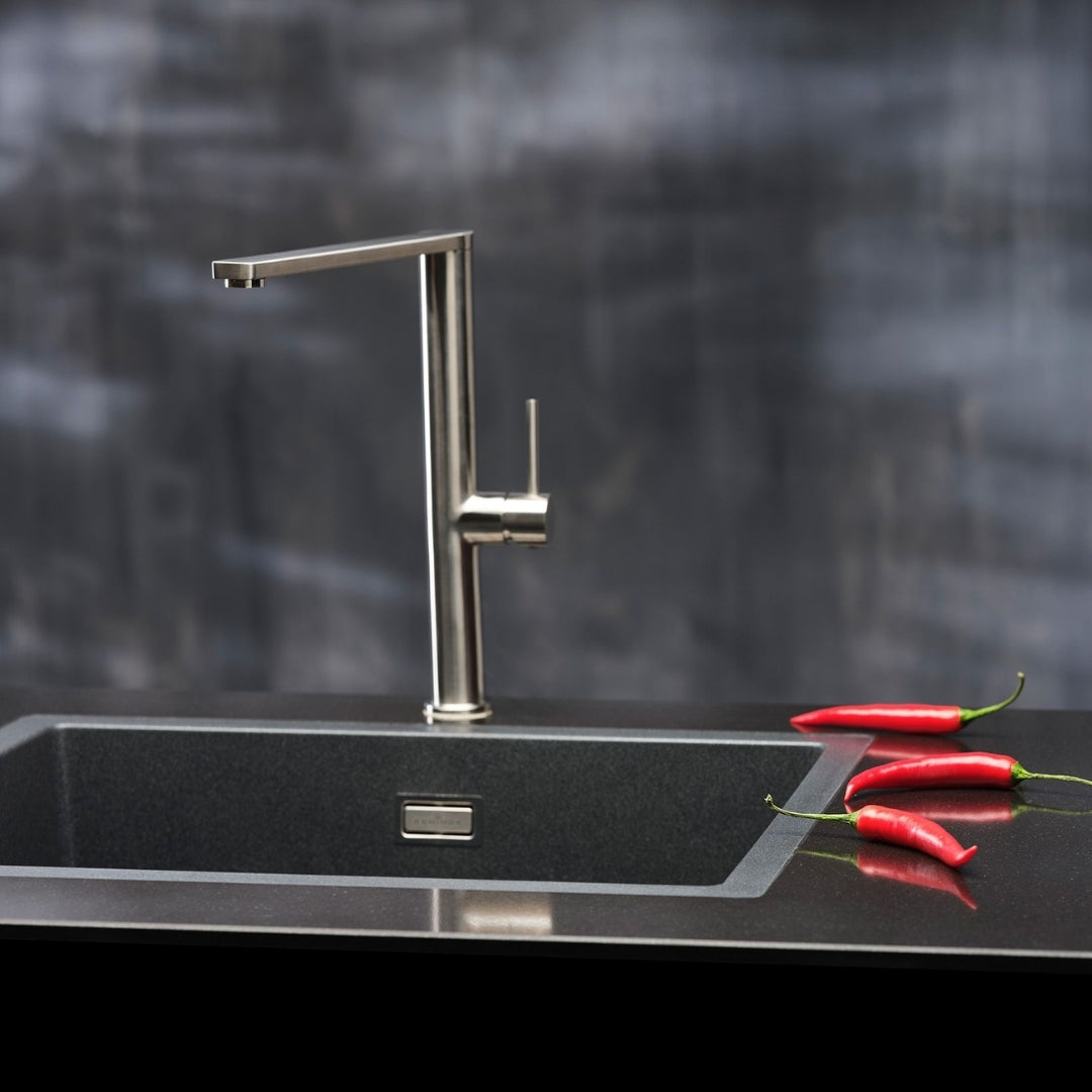 Reginox Table Mounted Regular Kitchen Sink Mixer KELSO with Extractable Hand Shower Spout in Stainless Steel Finish