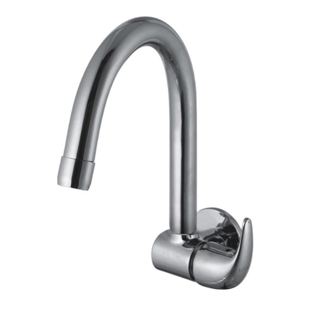Cavier Wall Mounted Regular Kitchen Sink Tap Koyna KN-07-138 with Swinging Spout in Chrome Finish