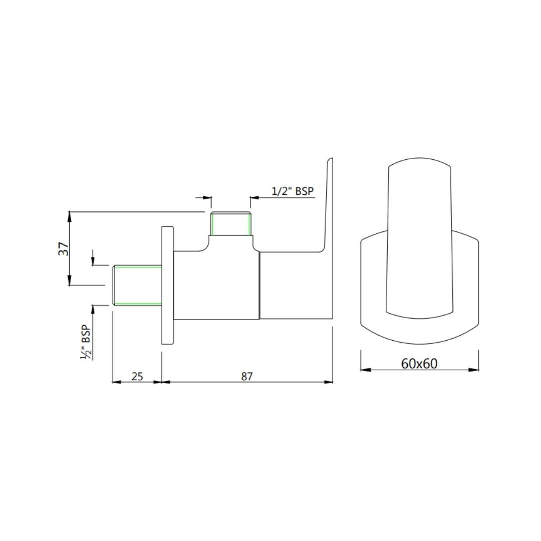 Jaquar Basin Area Angle Valve Kubix Prime KUP-ABR-35053PM - Antique Bronze