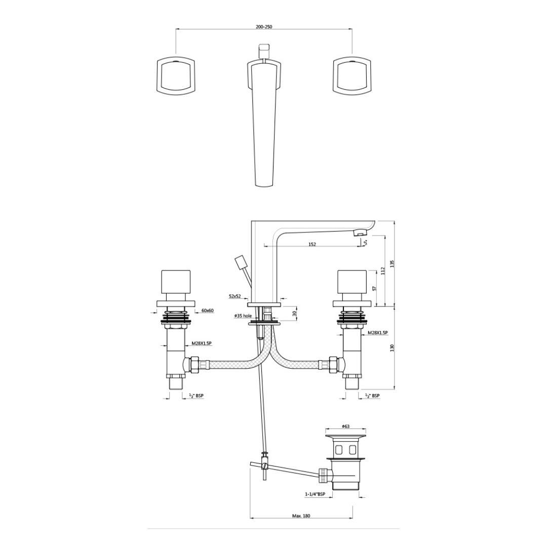 Jaquar Table Mounted Regular Basin Mixer Kubix Prime KUP-ABR-35191PM - Antique Bronze