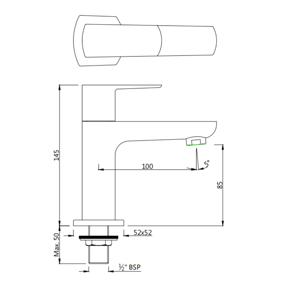 Jaquar Table Mounted Regular Basin Tap Kubix Prime KUP-CHR-35001PM - Chrome