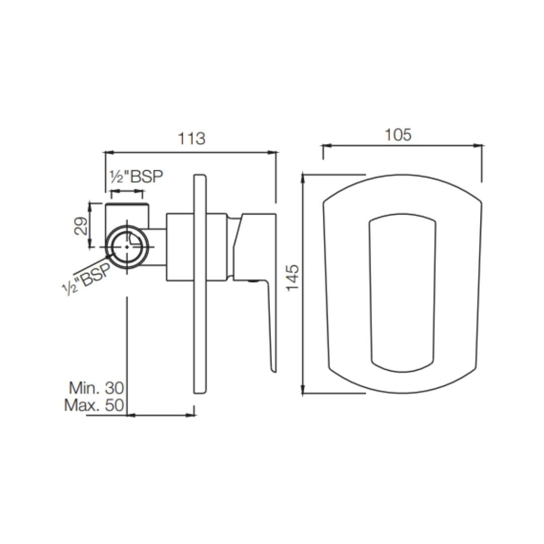 Jaquar 1 Way Diverter Kubix Prime KUP-GLD-35227KPM Normal Flow - Full Gold Finish