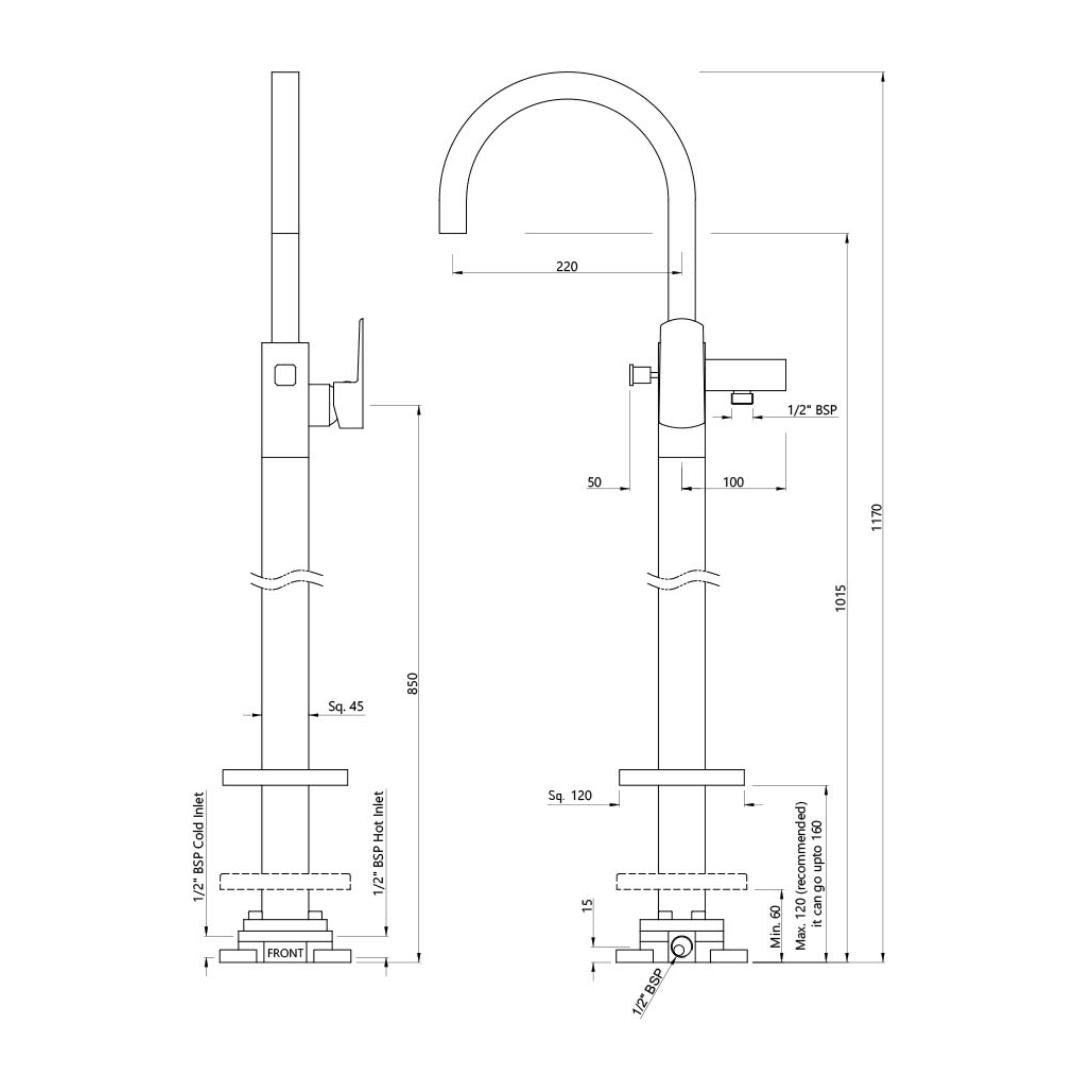 Jaquar 2 Way Bath Tub Filler Kubix Prime KUP-WHM-35121KPM Normal Flow - White Matt Finish