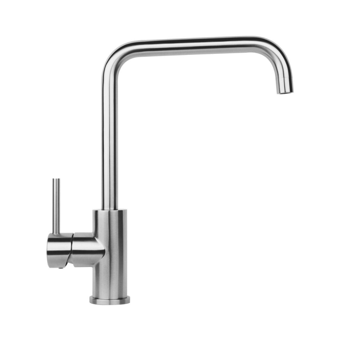Reginox Table Mounted Regular Kitchen Sink Mixer LOGAN with Extractable Hand Shower Spout in Stainless Steel Finish