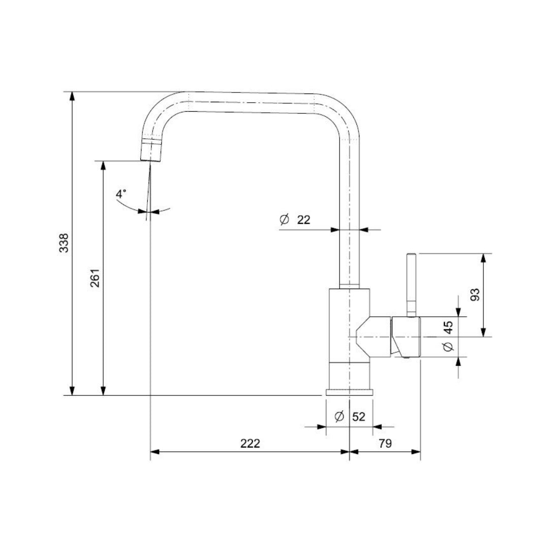 Reginox Table Mounted Regular Kitchen Sink Mixer LOGAN with Extractable Hand Shower Spout in Stainless Steel Finish