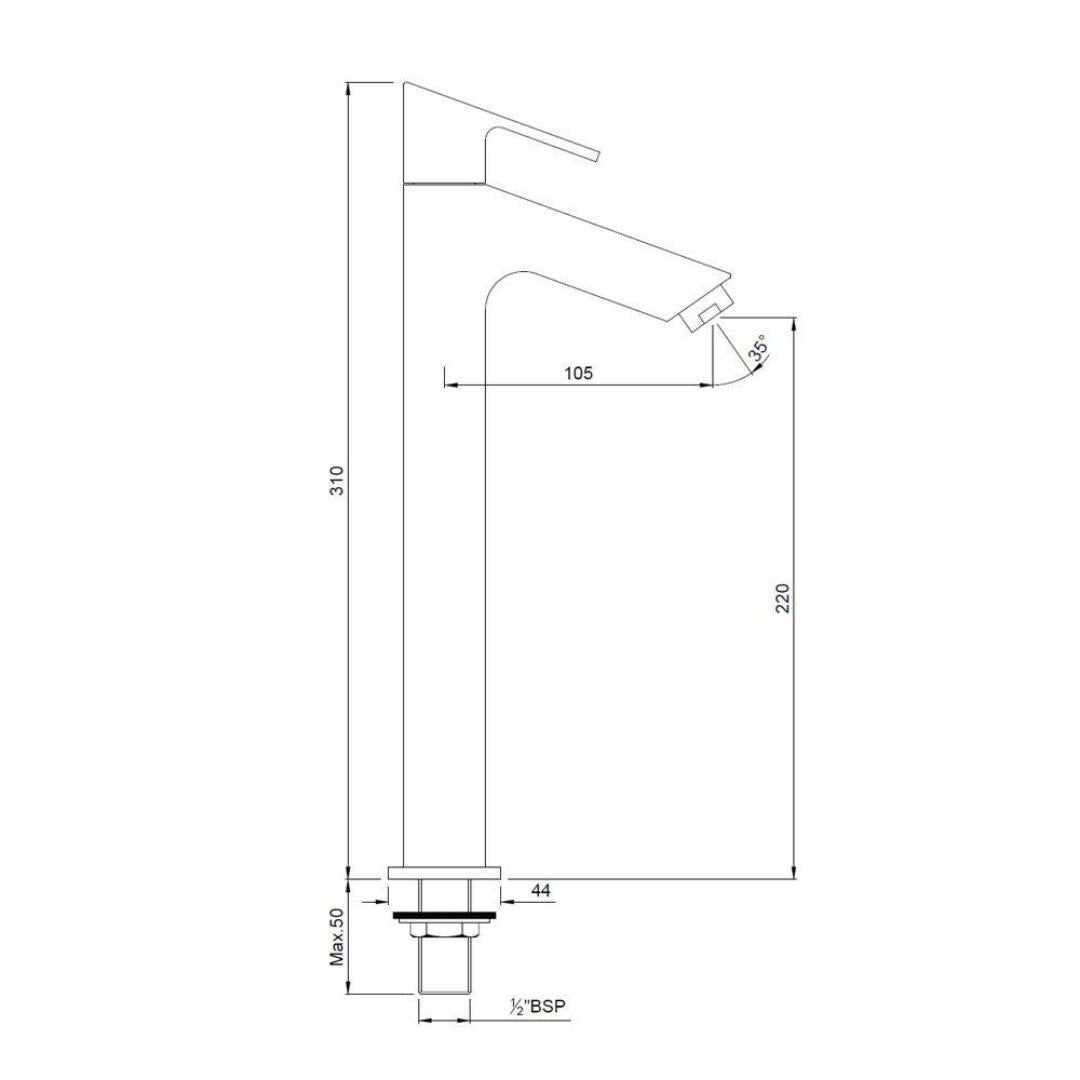 Jaquar Table Mounted Tall Boy Basin Tap Lyric LYR-CHR-38021 - Chrome
