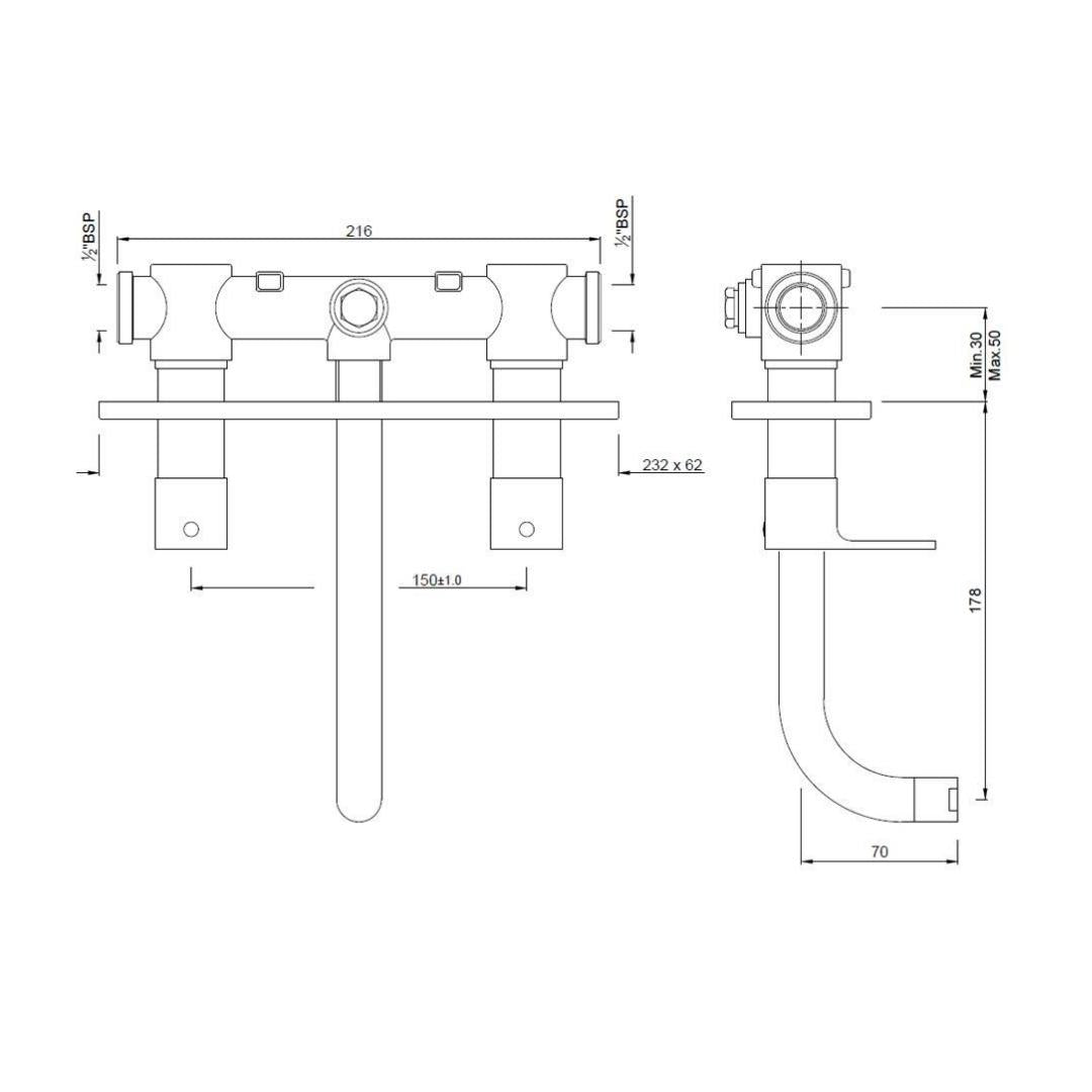 Jaquar Wall Mounted Basin Mixer Lyric LYR-CHR-38433 - Chrome