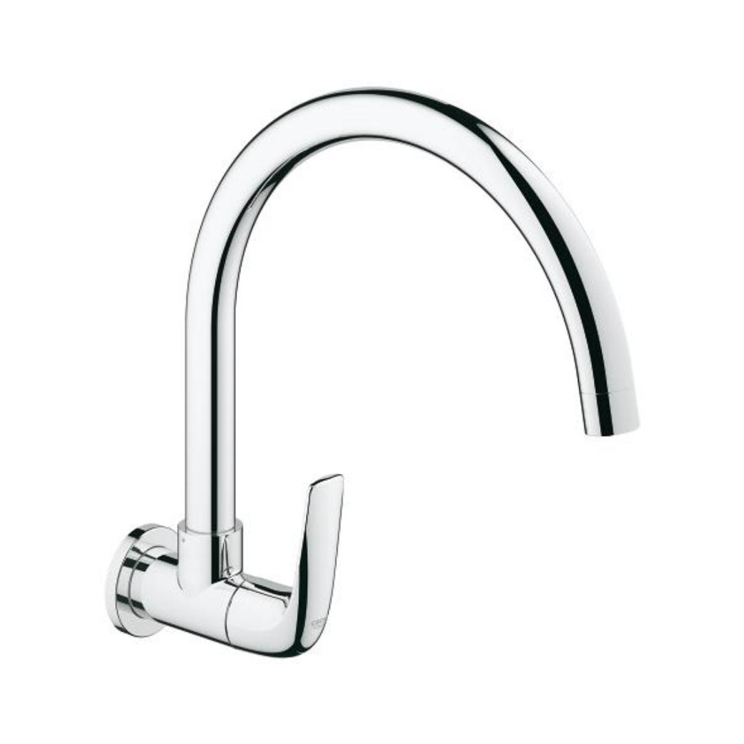 Grohe Wall Mounted Regular Kitchen Sink Tap Baucurve M31226000 with Swinging Spout in Chrome Finish