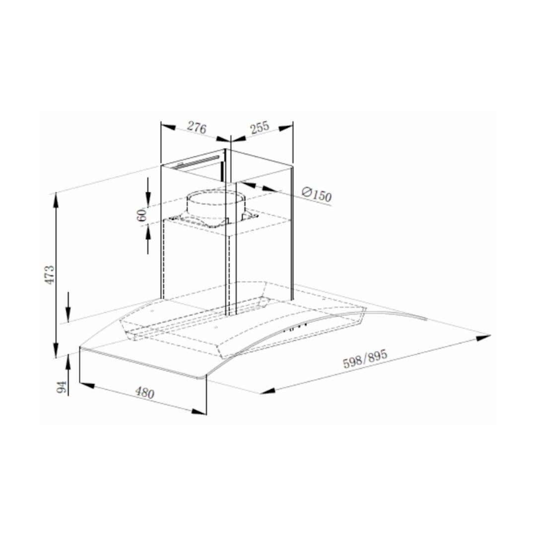 Carysil 90 cm Wall Mounted Chimney Wall Mounted Series Milan 90