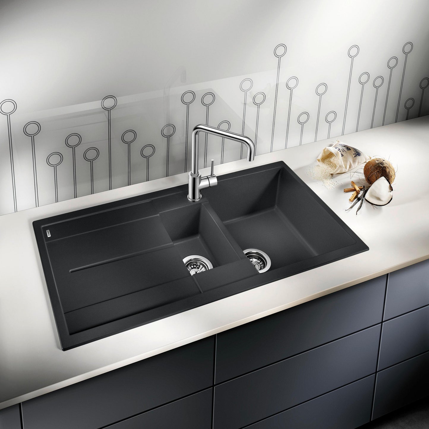 Hafele Table Mounted Regular Kitchen Sink Mixer Blanco MILI with Swinging Spout in Chrome Finish