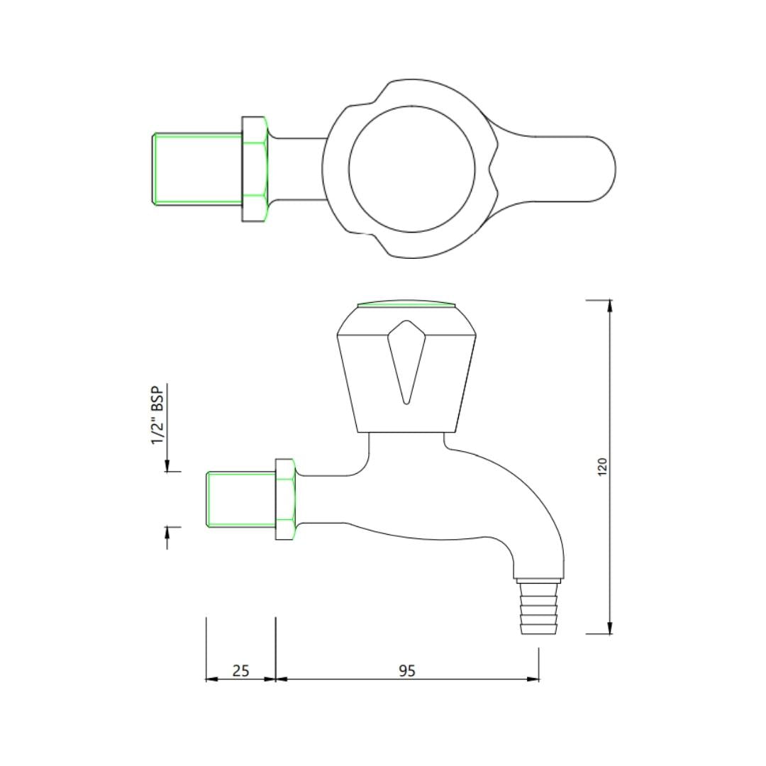 Essco WC Area Bib Tap Marvel MQT-CHR-511AKN - Chrome