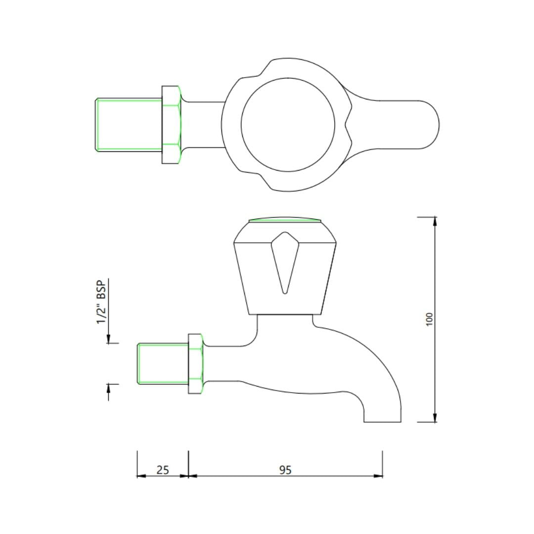 Essco WC Area Bib Tap Marvel MQT-CHR-511KN - Chrome