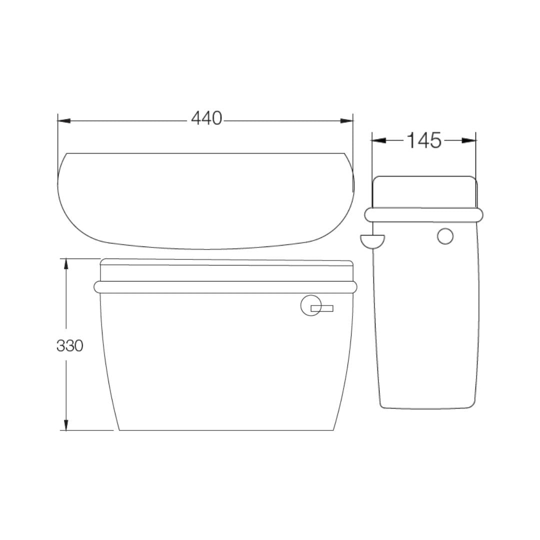 Parryware Standard External Wall Mounted Cistern Without Frame E8297 - White