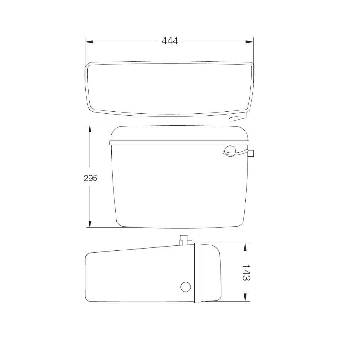 Parryware Uno External Wall Mounted Cistern Without Frame E8348 - White