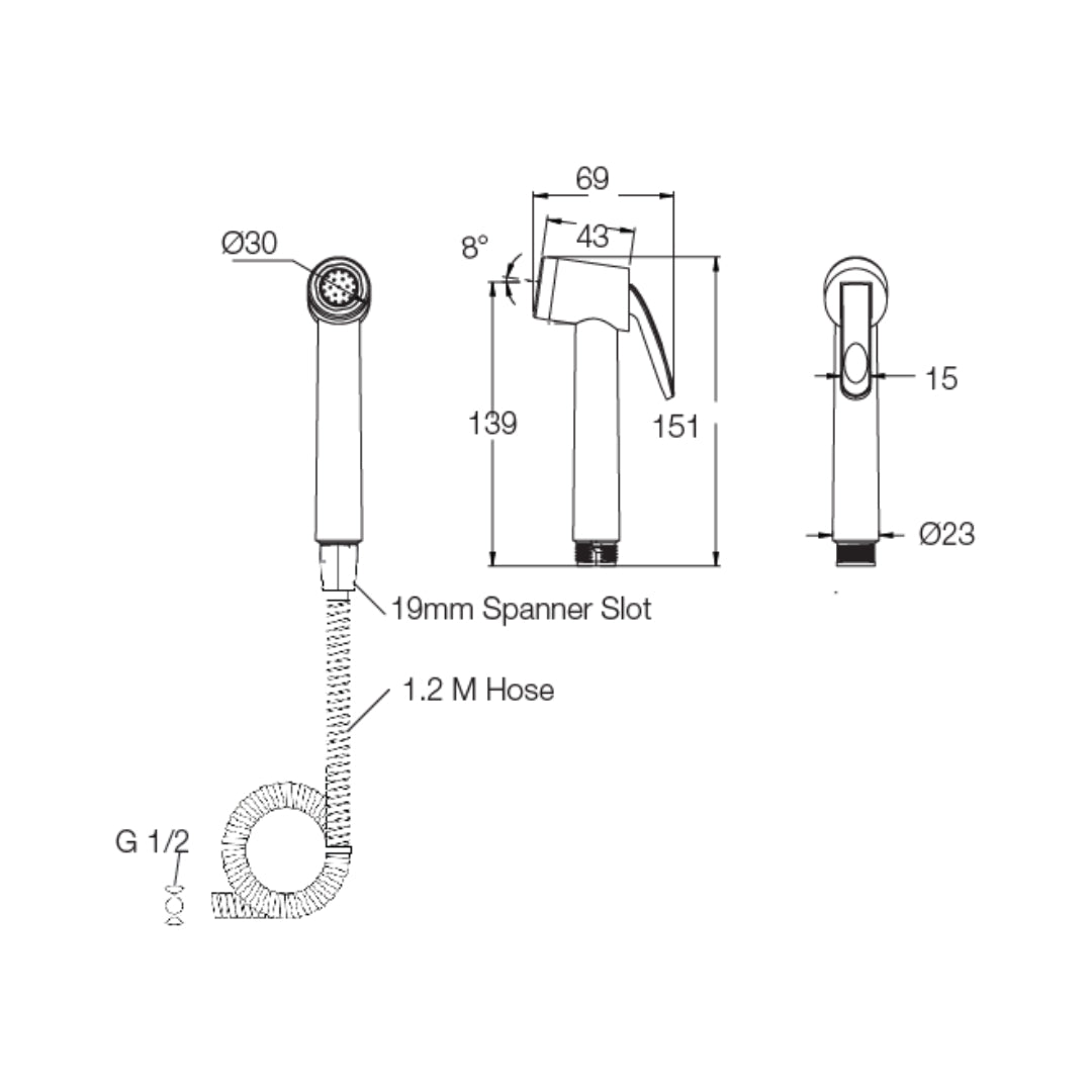 Parryware Health Faucet Primo E8383A1 - Chrome