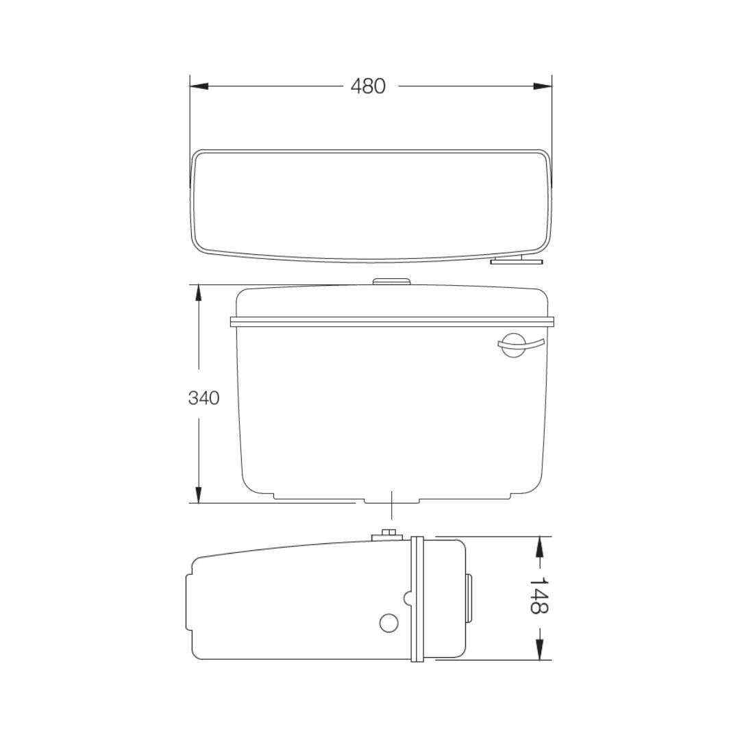 Parryware Sparkle External Wall Mounted Cistern Without Frame E8388 - White