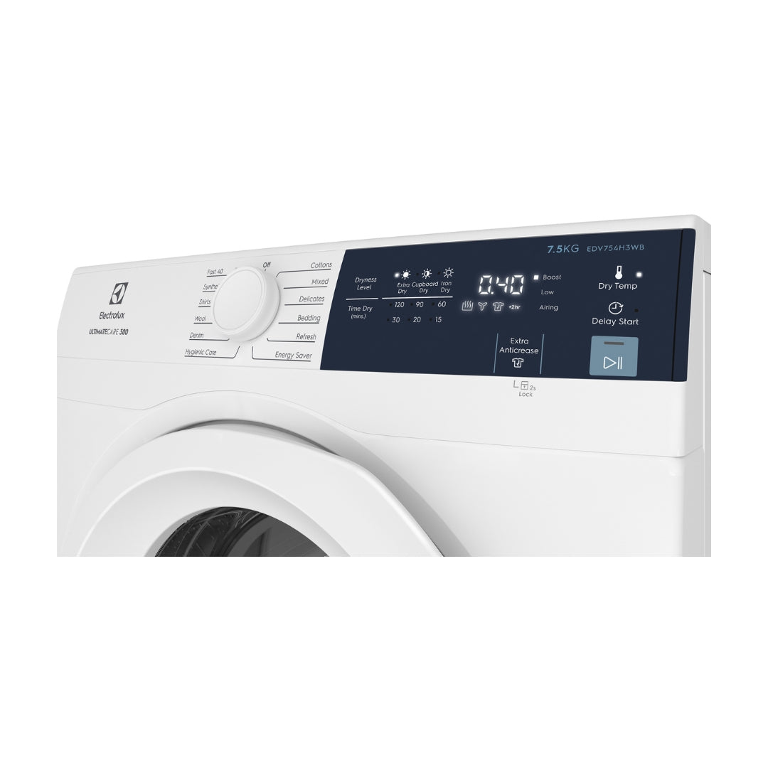 Electrolux Fully Automatic Front Loader 7.5 Kg Dryer UltimateCare 300 EDV754H3WB