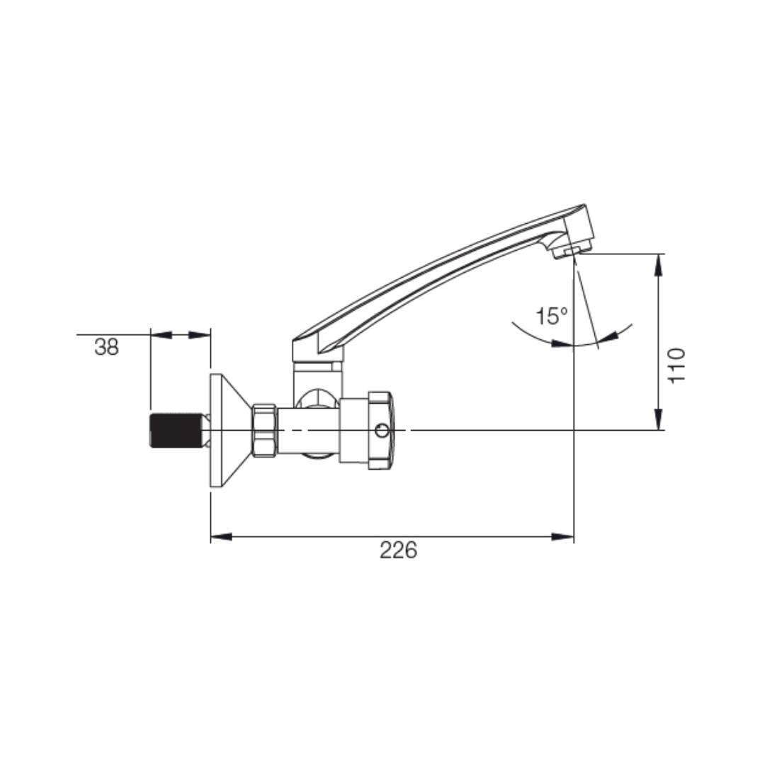 Parryware Wall Mounted Regular Kitchen Sink Tap Jade G0235A1 with Swinging Spout in Chrome Finish