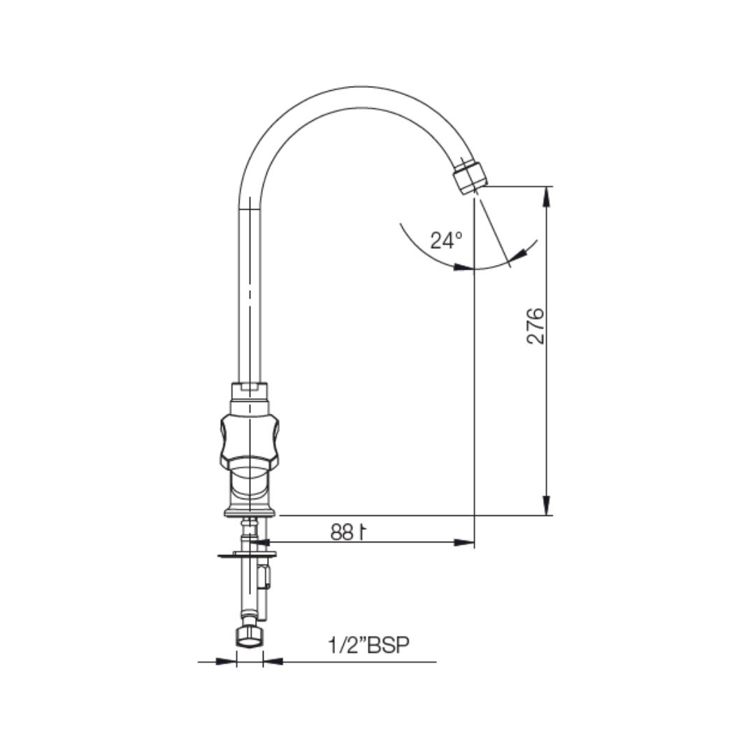 Parryware Table Mounted Regular Kitchen Sink Mixer Jade G0245A1 with Swinging Spout in Chrome Finish