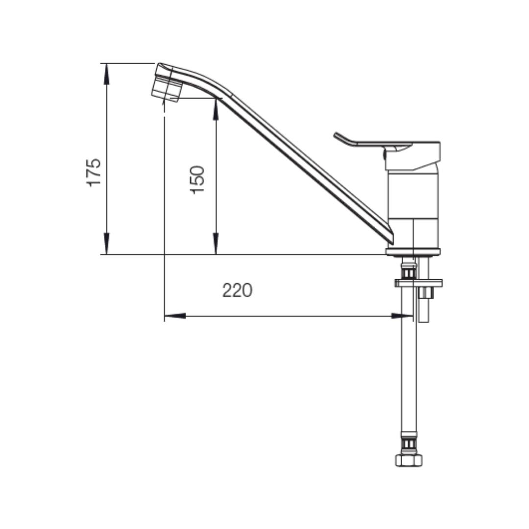 Parryware Table Mounted Regular Kitchen Sink Mixer Alpha G2749A1 with Swinging Spout in Chrome Finish