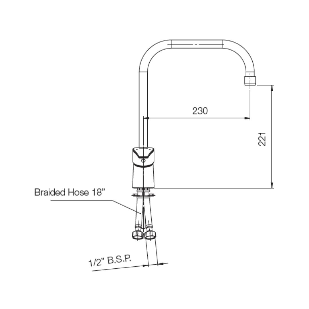 Parryware Table Mounted Regular Kitchen Sink Mixer Edge G4837A1 with Swinging Spout in Chrome Finish