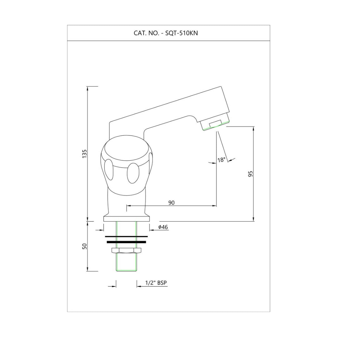 Essco Table Mounted Regular Basin Tap Sumthing Special SQT-CHR-510AKN - Chrome