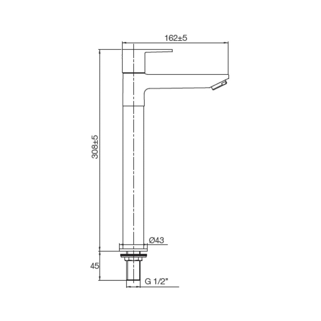 Parryware Table Mounted Tall Boy Basin Tap Praseo T1342A1 - Chrome