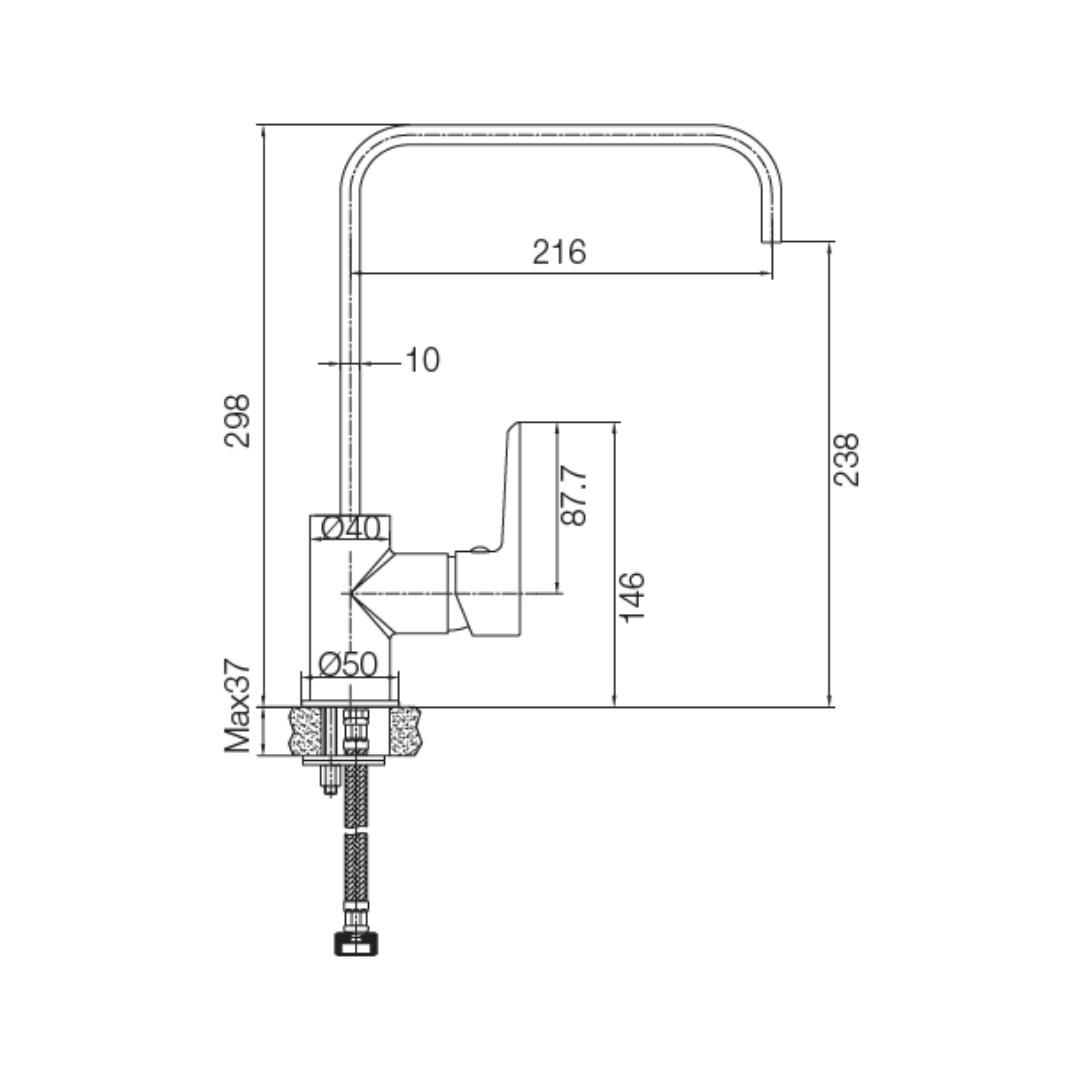 Parryware Table Mounted Regular Kitchen Sink Mixer Nightlife T4950A5 with Swinging Spout in Shiny Black Finish