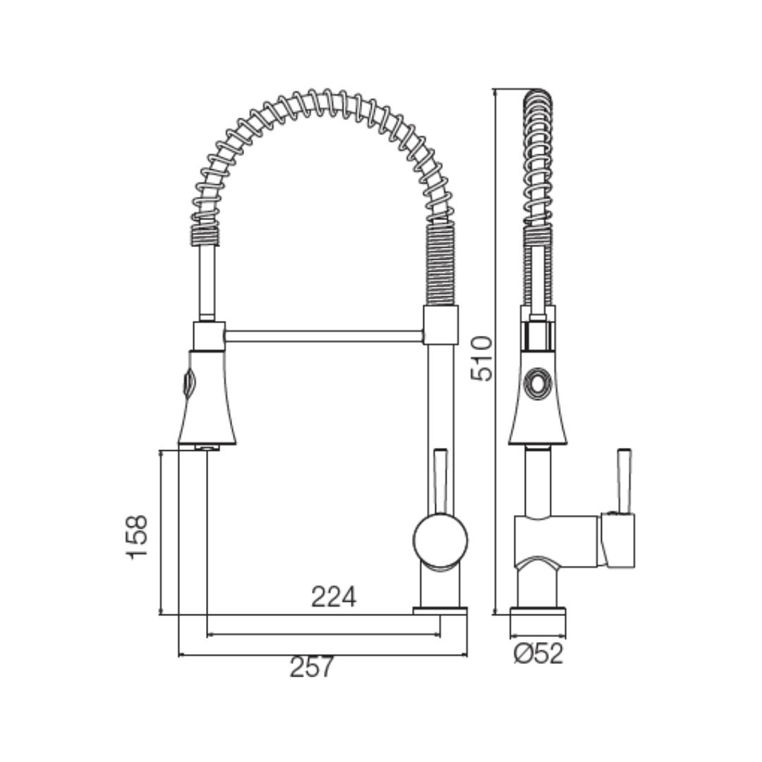 Parryware Table Mounted Semi-Professional Kitchen Sink Mixer Pluto T9895A1 with Flexible Arm Hand Shower Spout in Chrome Finish