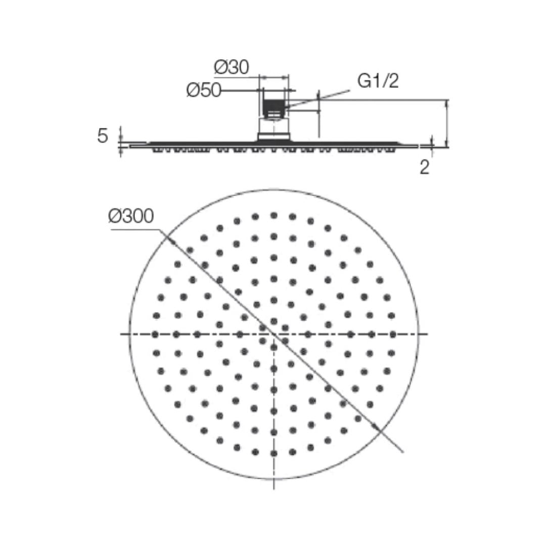 Parryware Single Flow Overhead Shower T9993A1 - Stainless Steel