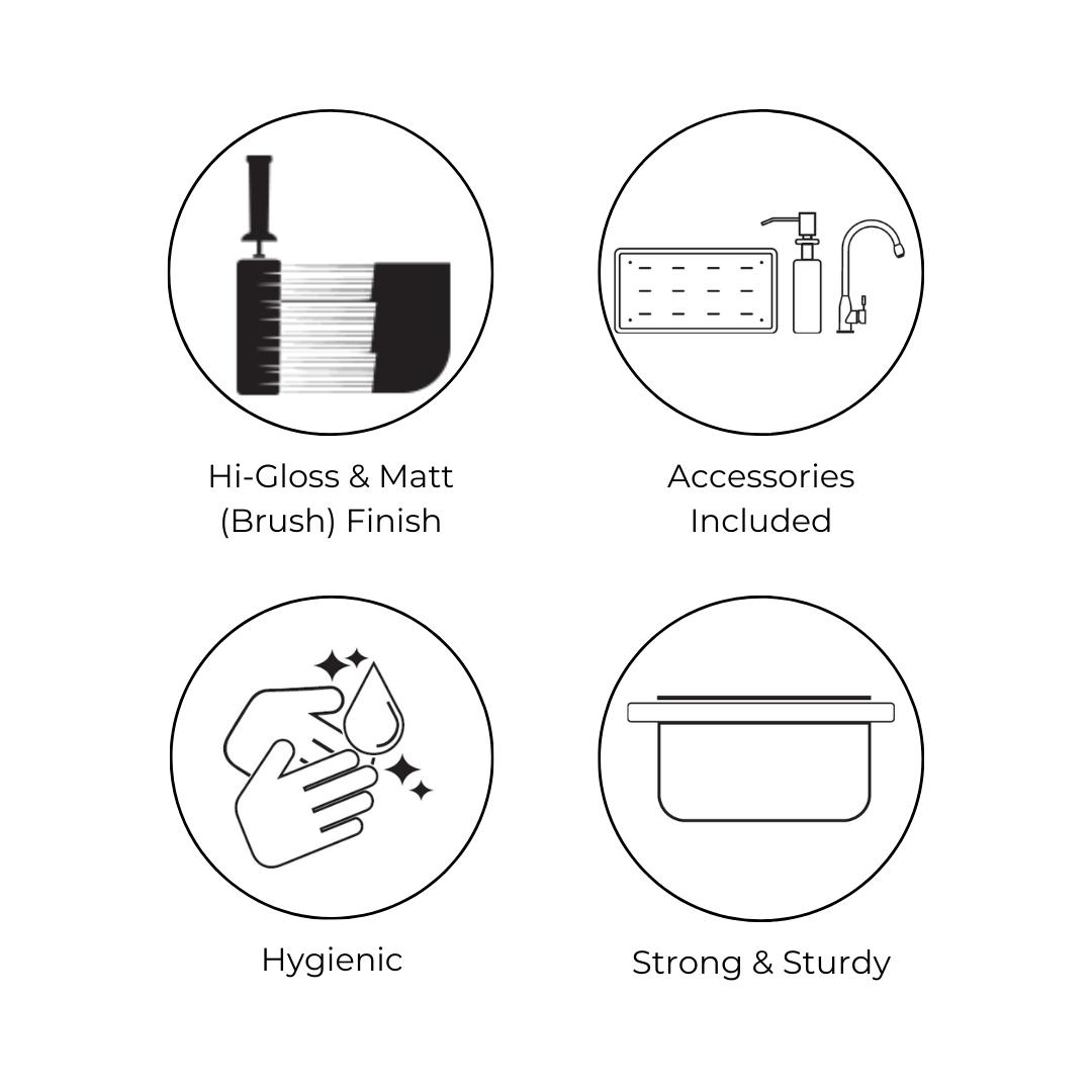 Hindware Stainless Steel Sink Designer Series OCTAVIUS ( 35 x 35 inches ) - Satin