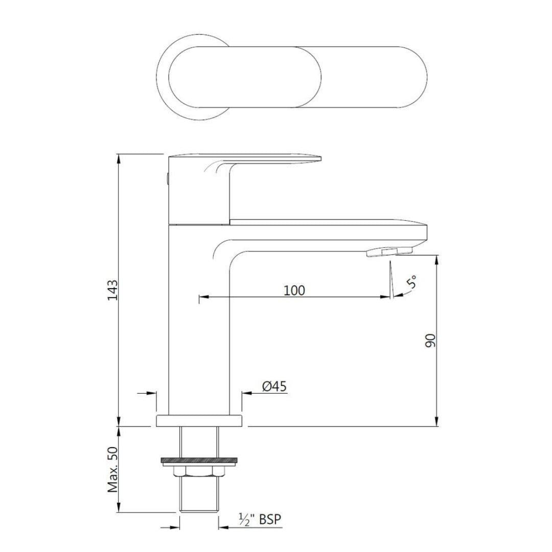 Jaquar Table Mounted Regular Basin Tap Opal Prime OPP-BCH-15001PM - Black Chrome