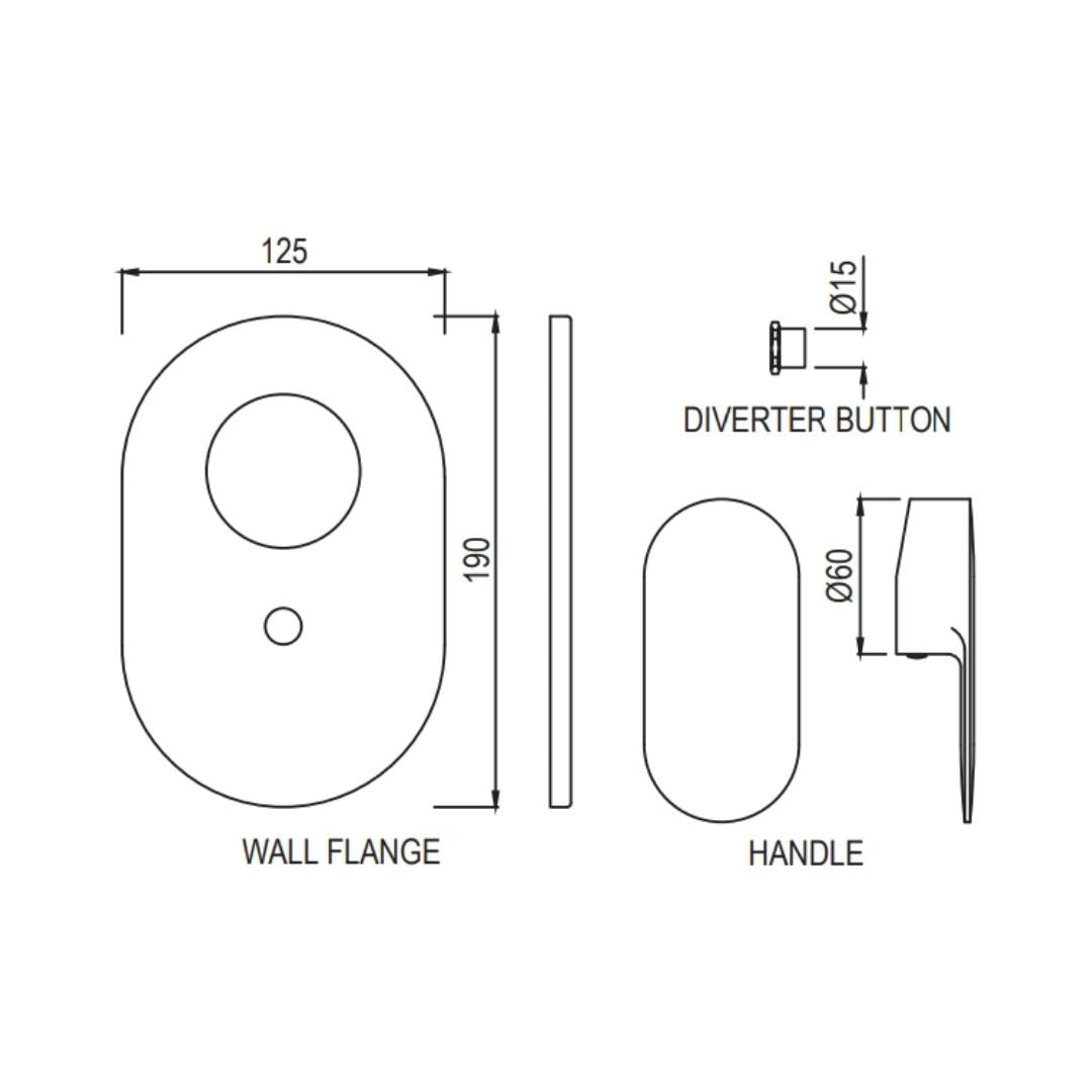 Jaquar 2 Way Diverter Opal Prime OPP-BLM-15193PM Normal Flow - Black Matt Finish