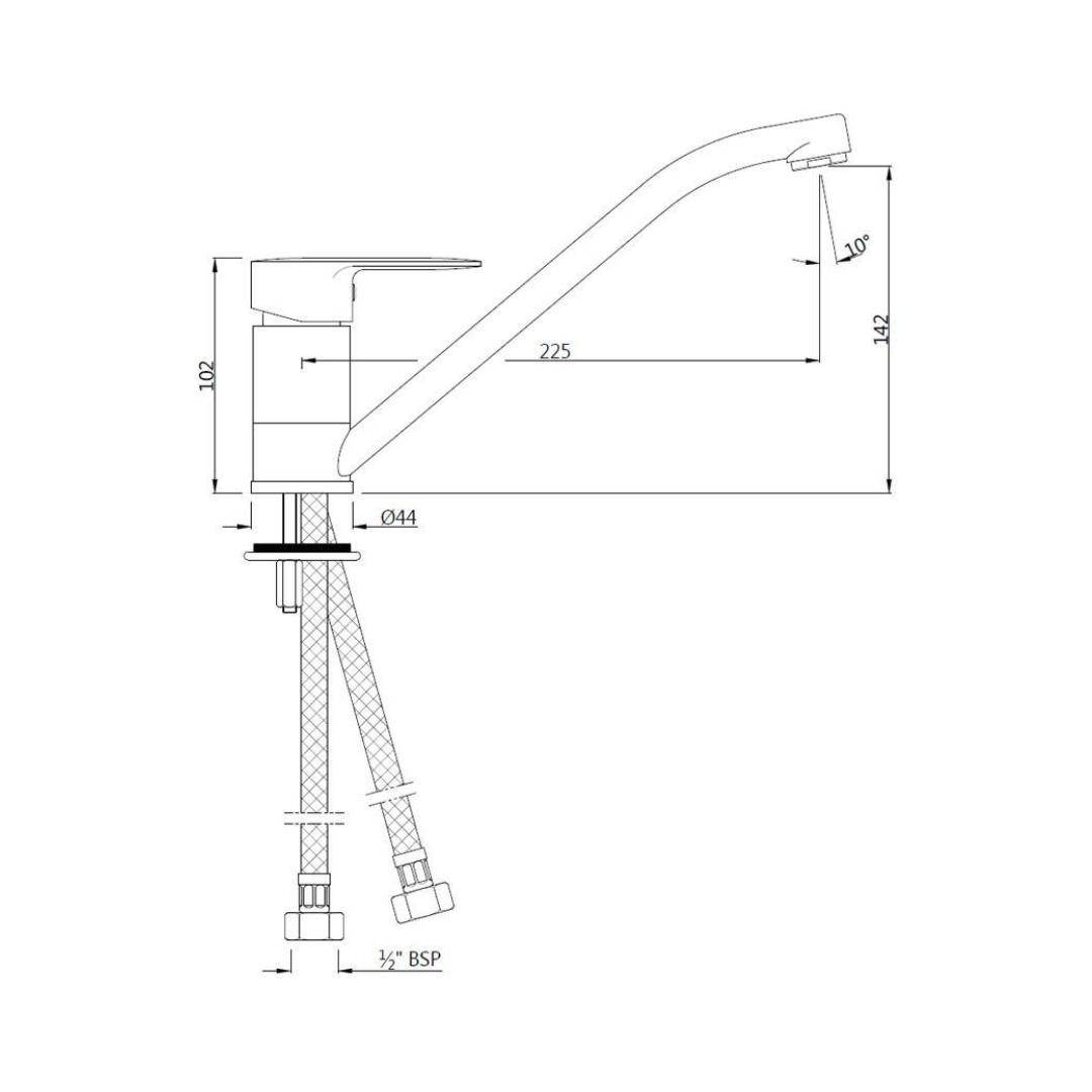 Jaquar Table Mounted Regular Kitchen Sink Mixer Opal Prime OPP-15173BPM with Swinging Spout in Chrome Finish