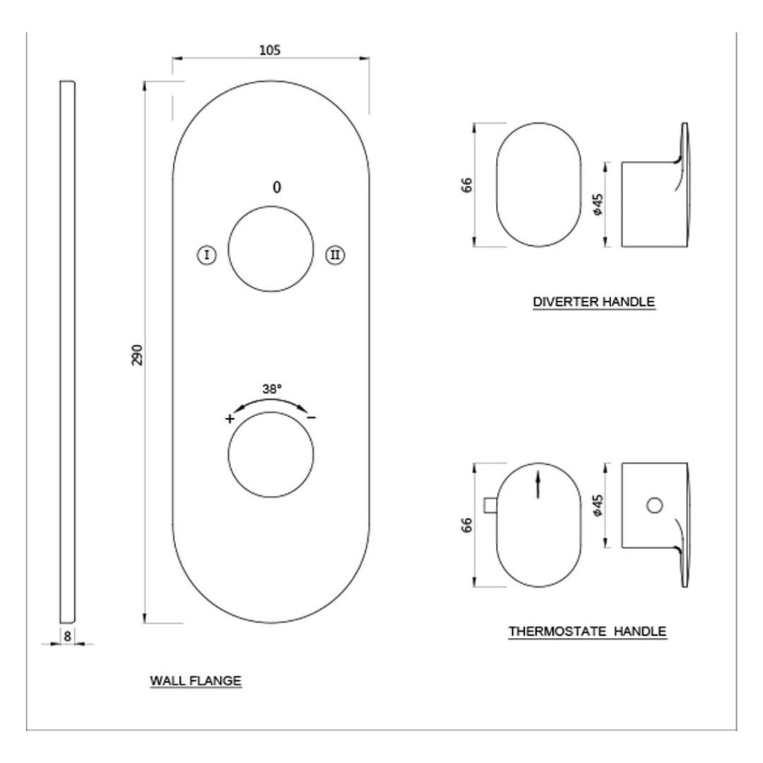 Jaquar 2 Way Thermostatic Diverter Opal Prime OPP-CHR-15681KPM Normal Flow - Chrome Finish